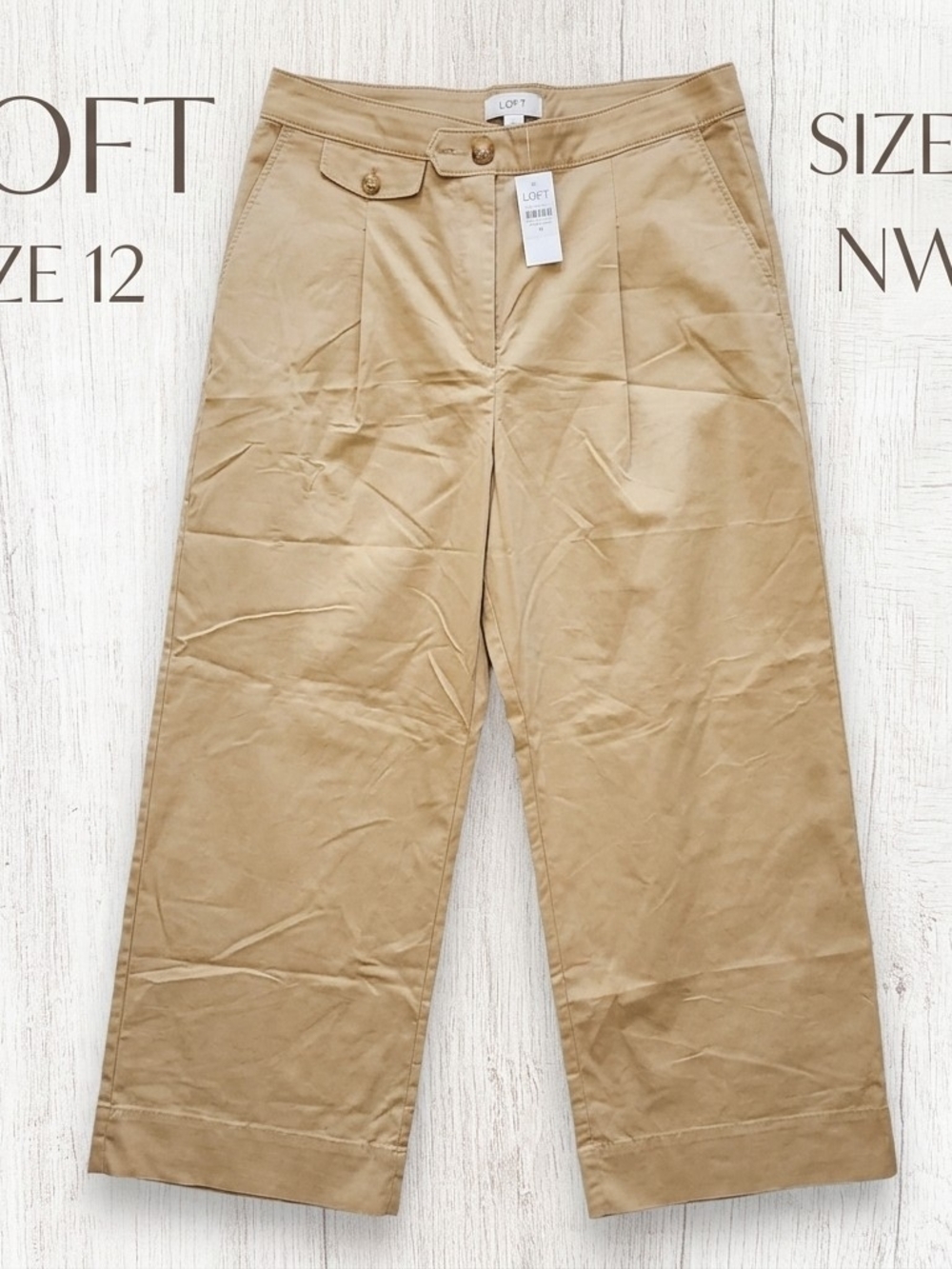 LOFT Tan Wide-Leg Chinos